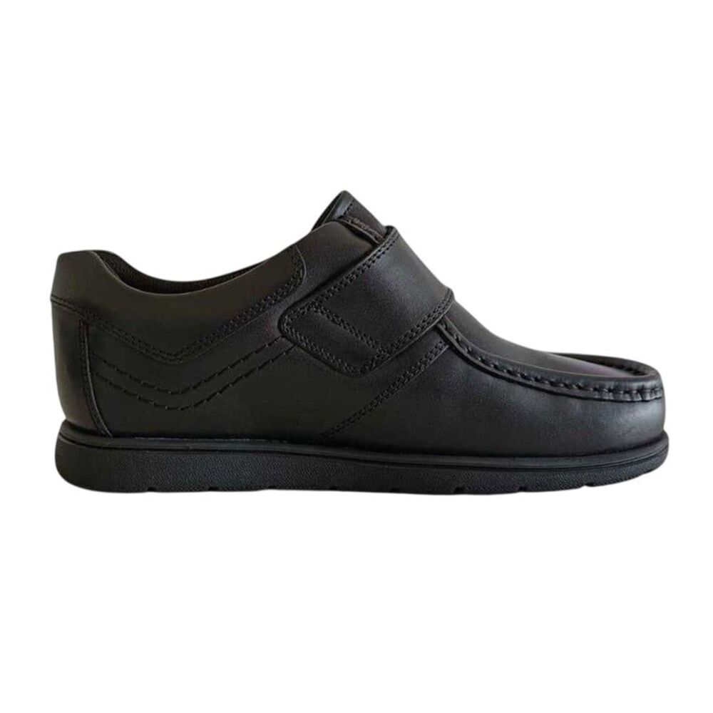 Waltham Childrens/Kids Waltham Vel Leather Flat School Shoes / Black